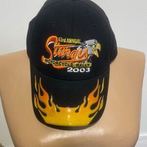 Men's Black 63rd Annual Sturgy Motorcycle Rally 2003 A-Flex Cap Hat Medium